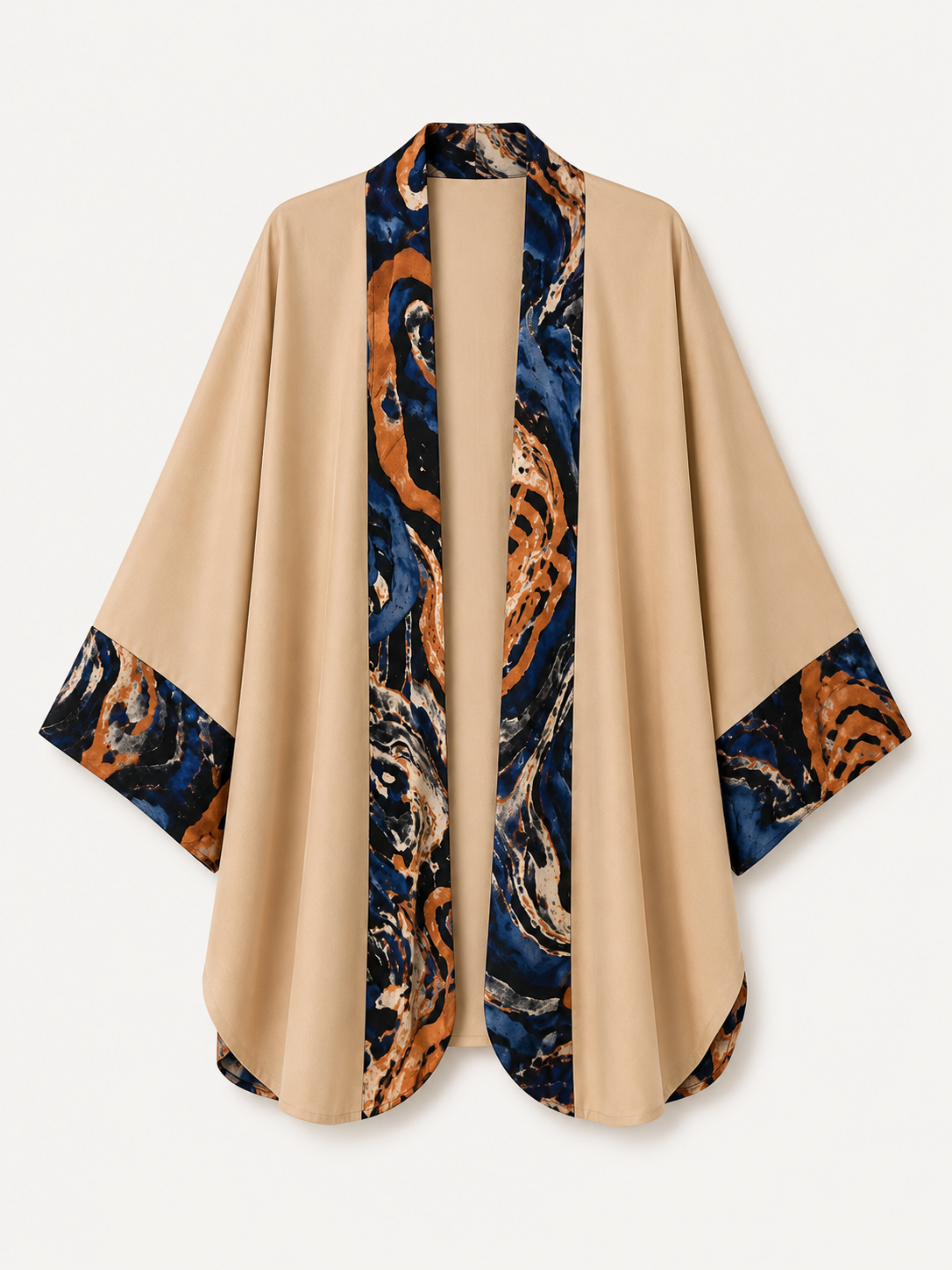 Luxury Open-Front Poncho - Cream