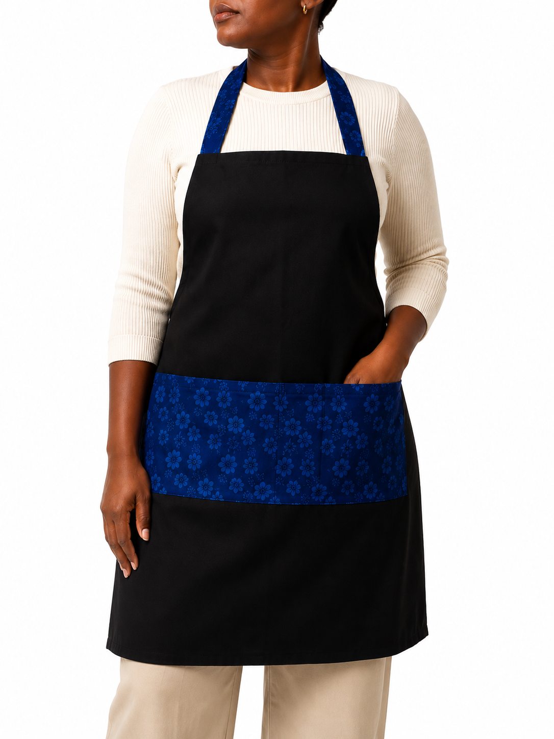 Navy Bloom Artisan Host Apron | Premium Kitchen & Cooking Apron with Pockets