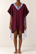 Luxury Women's Burgundy Kimono | Open-Front Layering Wrap
