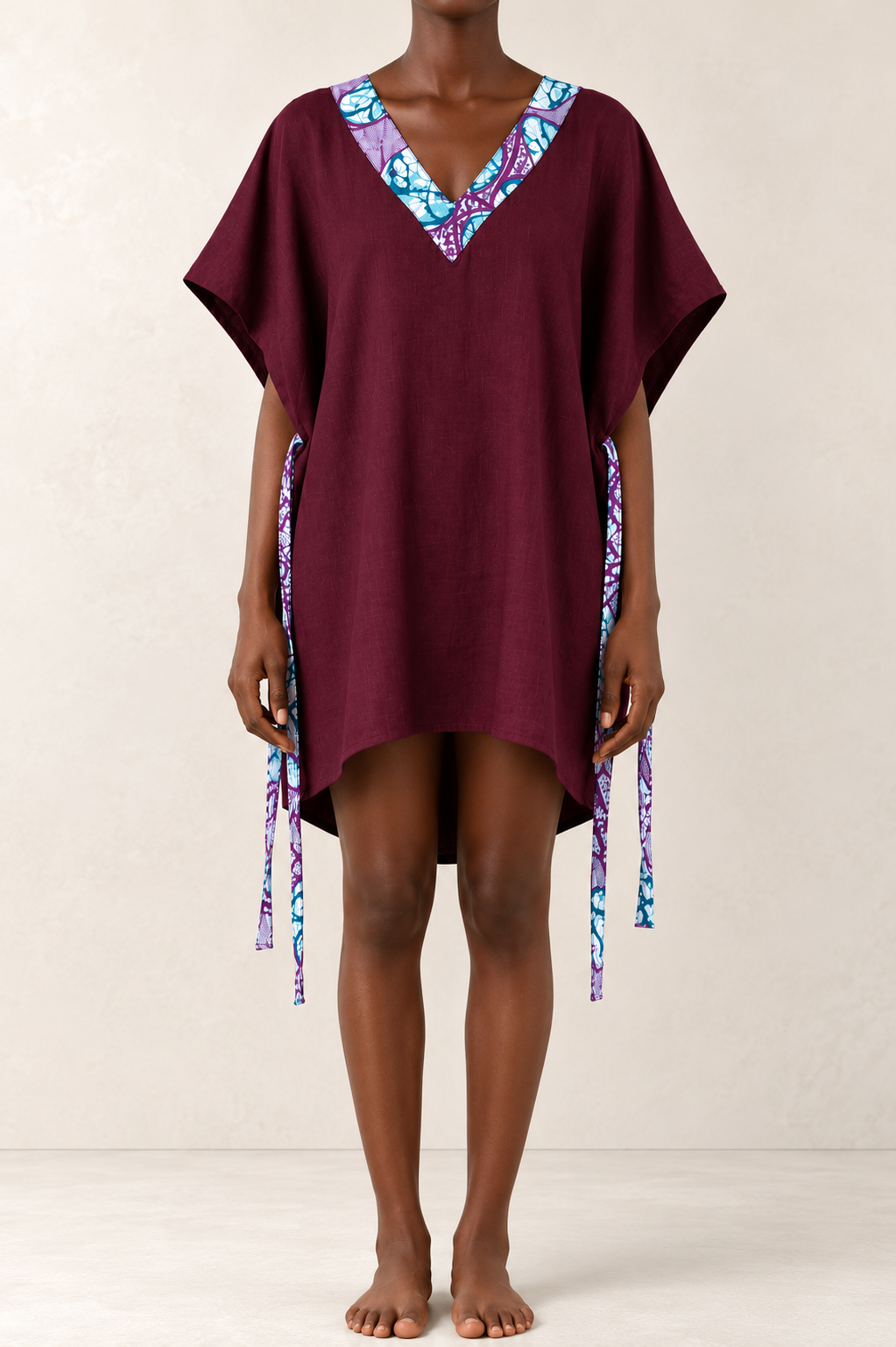 Luxury Women's Burgundy Kimono | Open-Front Layering Wrap