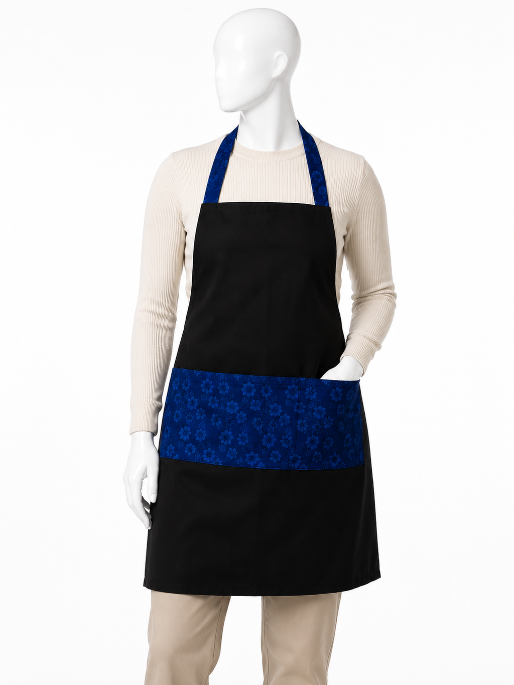 Navy Bloom Artisan Host Apron | Premium Kitchen & Cooking Apron with Pockets