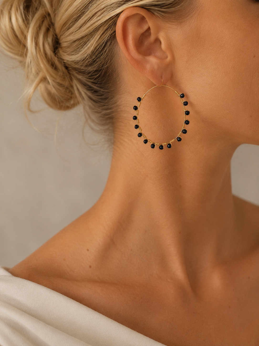 Purple Sandstone 18K gold-plated hoops earrings
