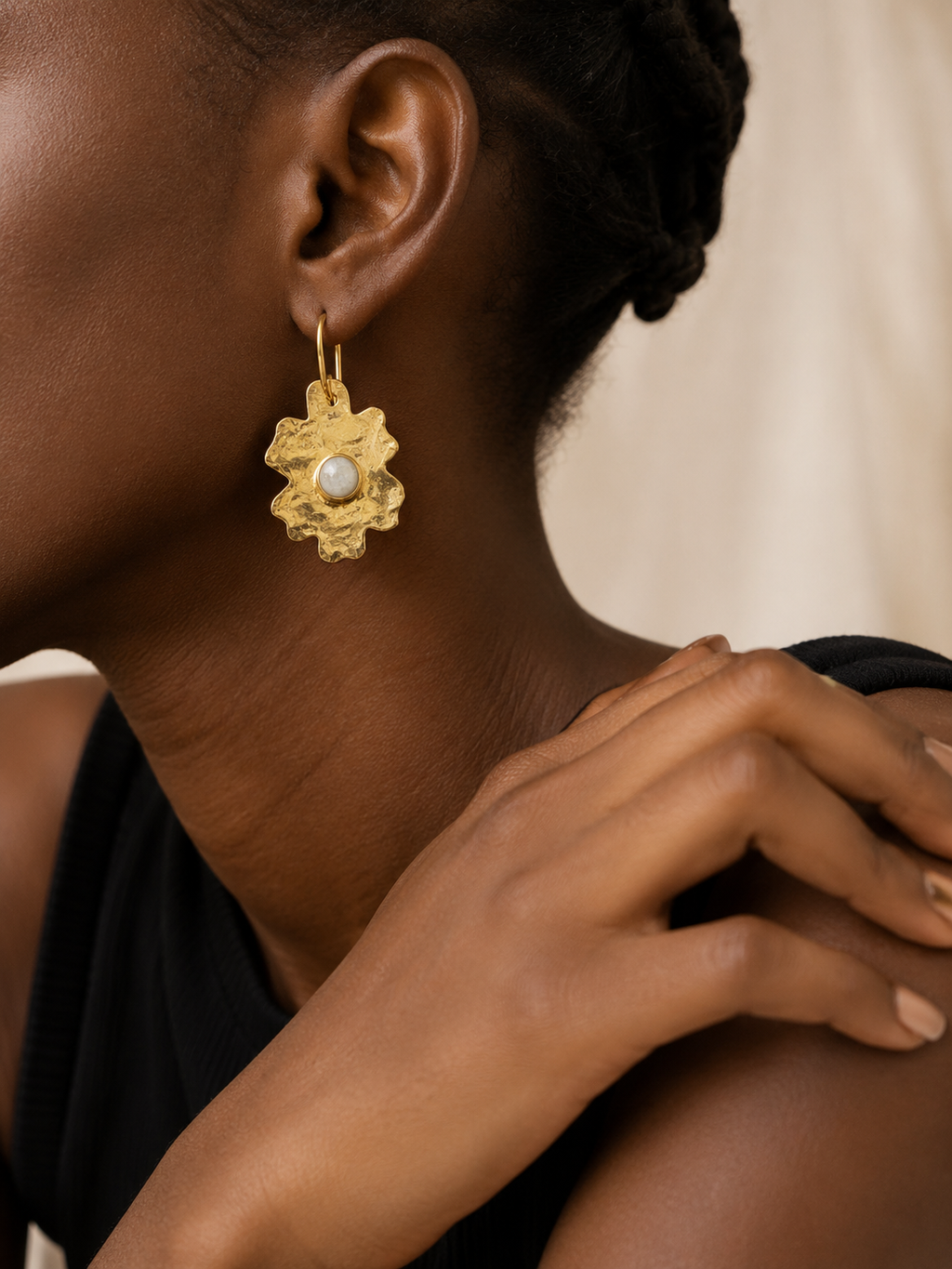 CM Flower Brass Earring (Short)
