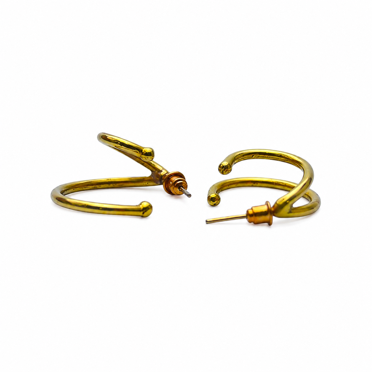Papi Double Curve Earring - Handmade Brass Jewelry