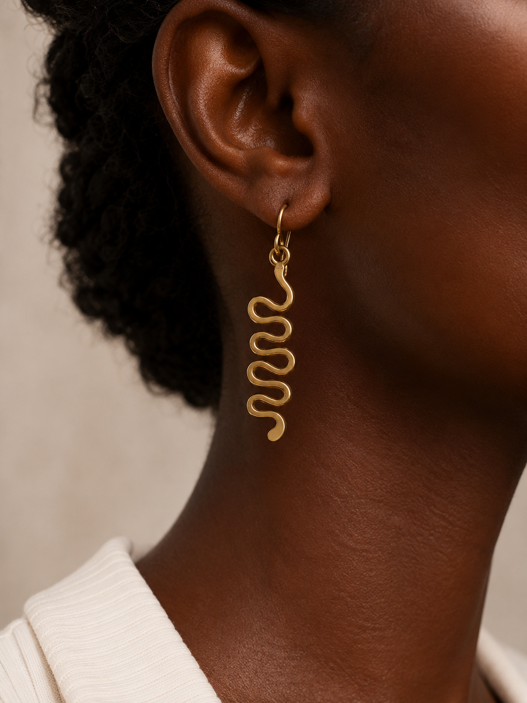 Ubu Snake Earring – Handcrafted Brass Jewelry