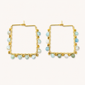 Larimar 18K gold plated hoops