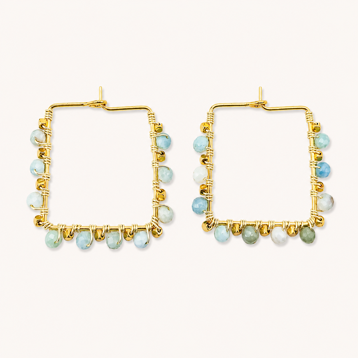 Larimar 18K gold plated hoops