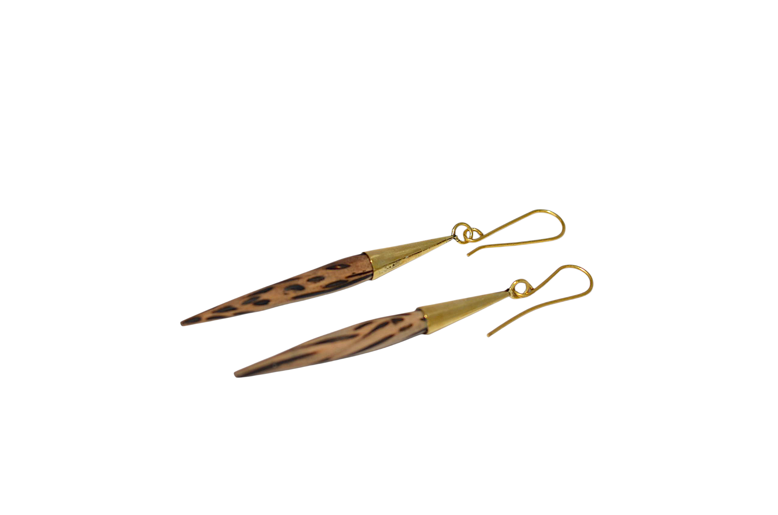 Chebet Mutai Wooden Dangle Brass Earrings