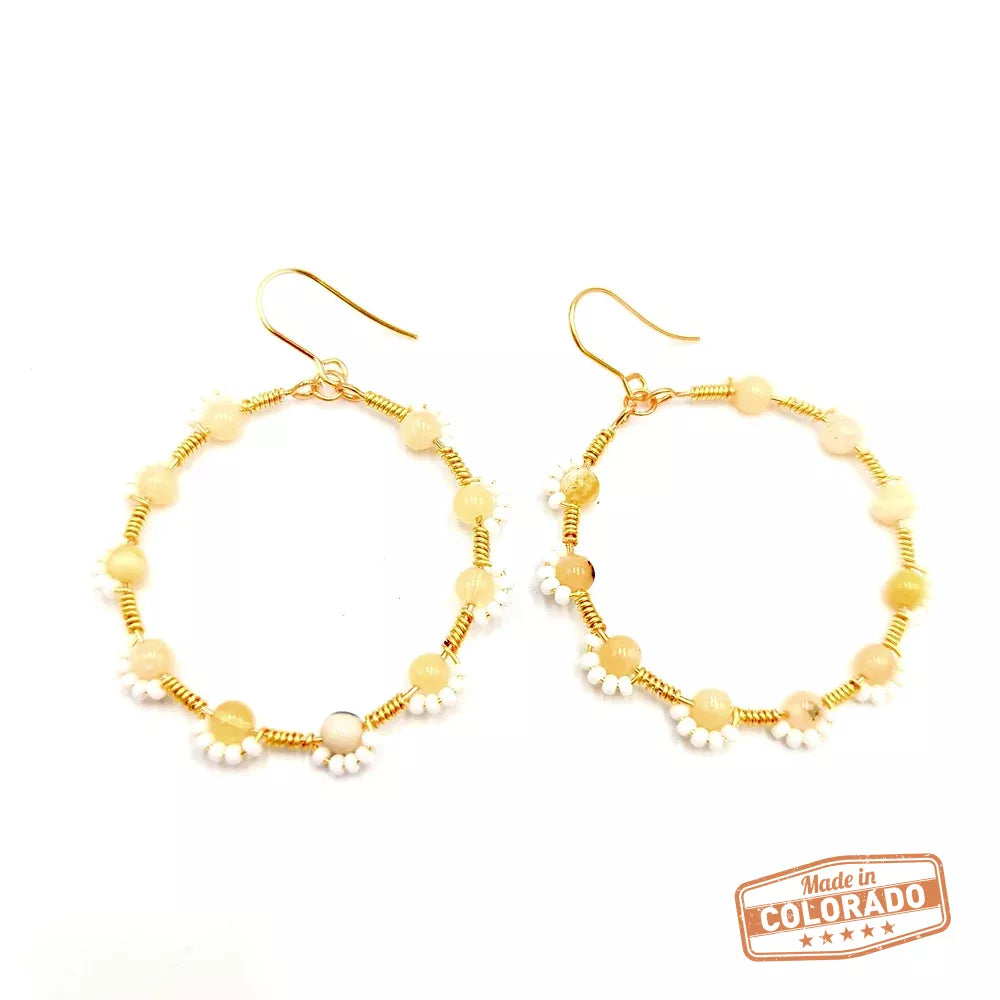 Daisy Flower Hoops Hypoallergenic 18K gold plated hoops