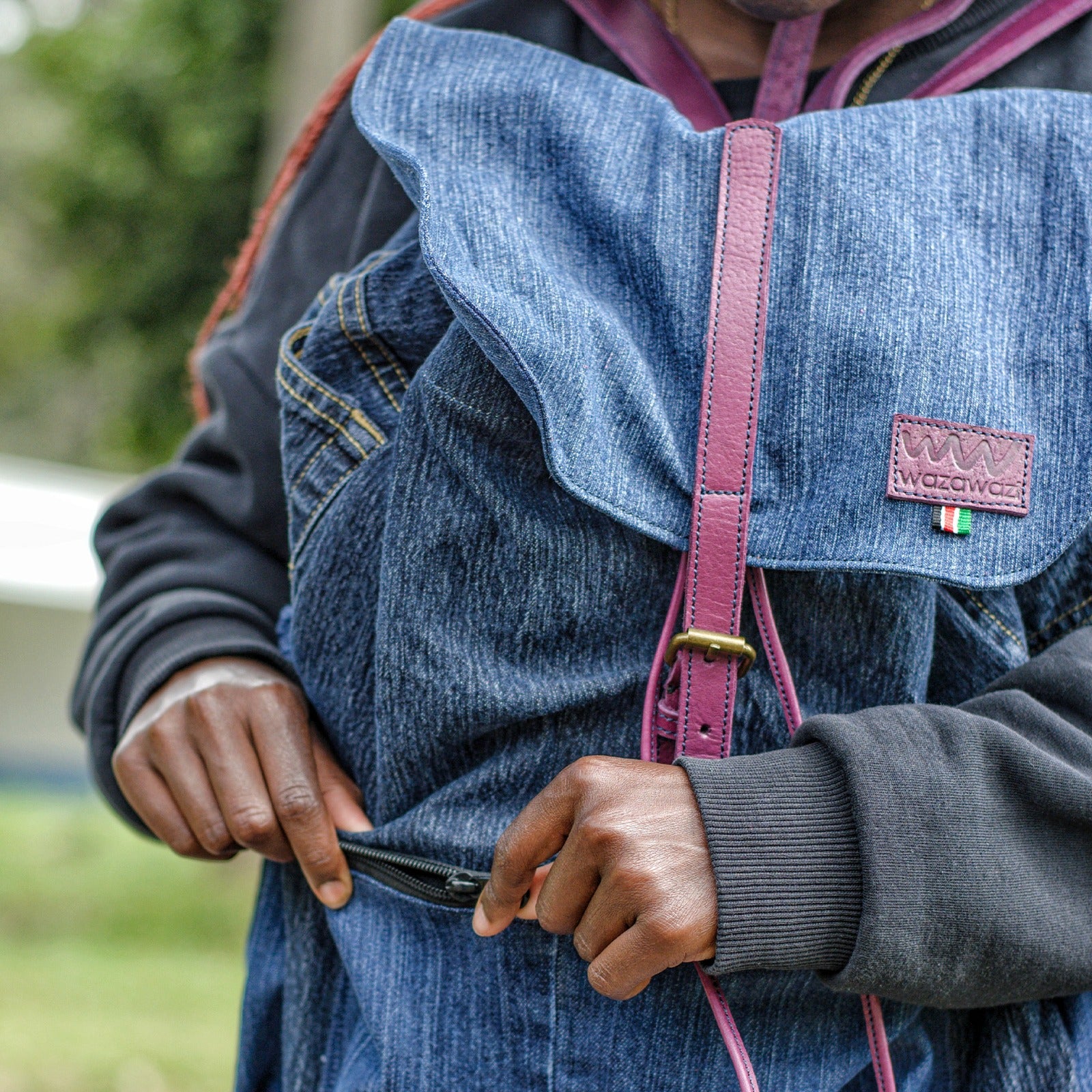 Chebet Mutai One Of A Kind Recycled Denim Backpack