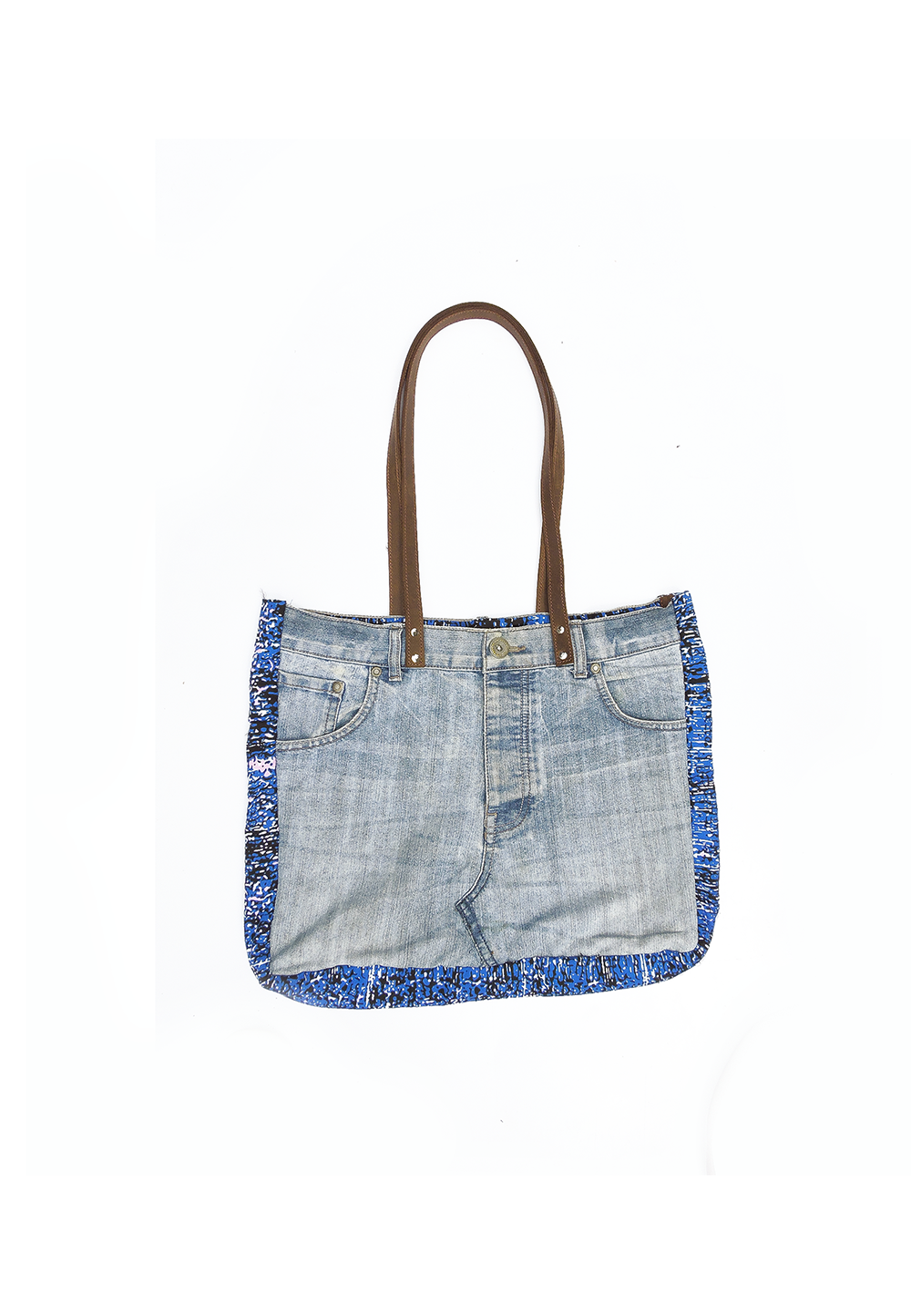 Chebet Mutai One of A Kind Recycled Denim Patch Tote Bag