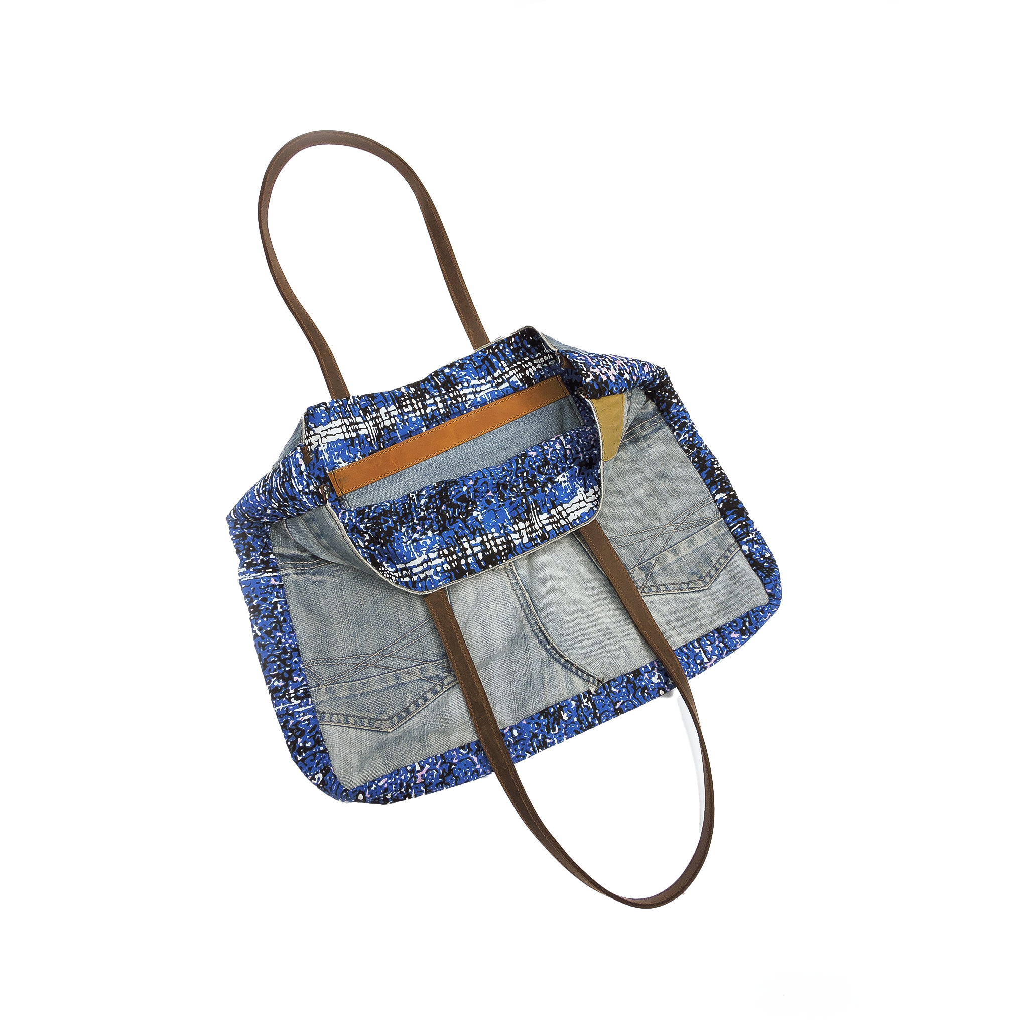 Chebet Mutai One of A Kind Recycled Denim Patch Tote Bag