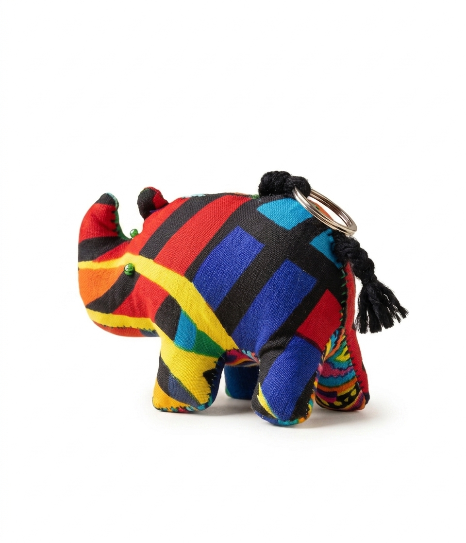 Rainbow Rhino Keychain Doll
