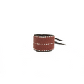 Black beaded bracelet with a strap on a white background