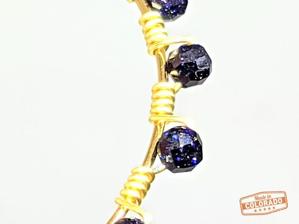 Purple Sandstone 18K gold-plated hoops earrings