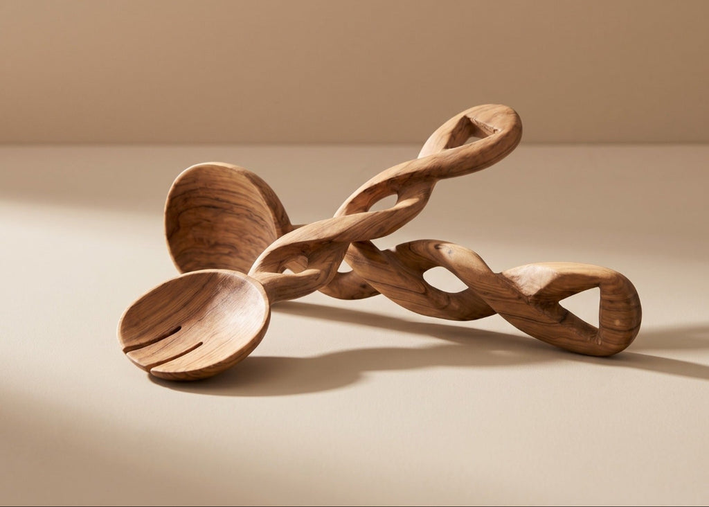 Minimalist Wooden Cooking Sticks - Spiral Handle