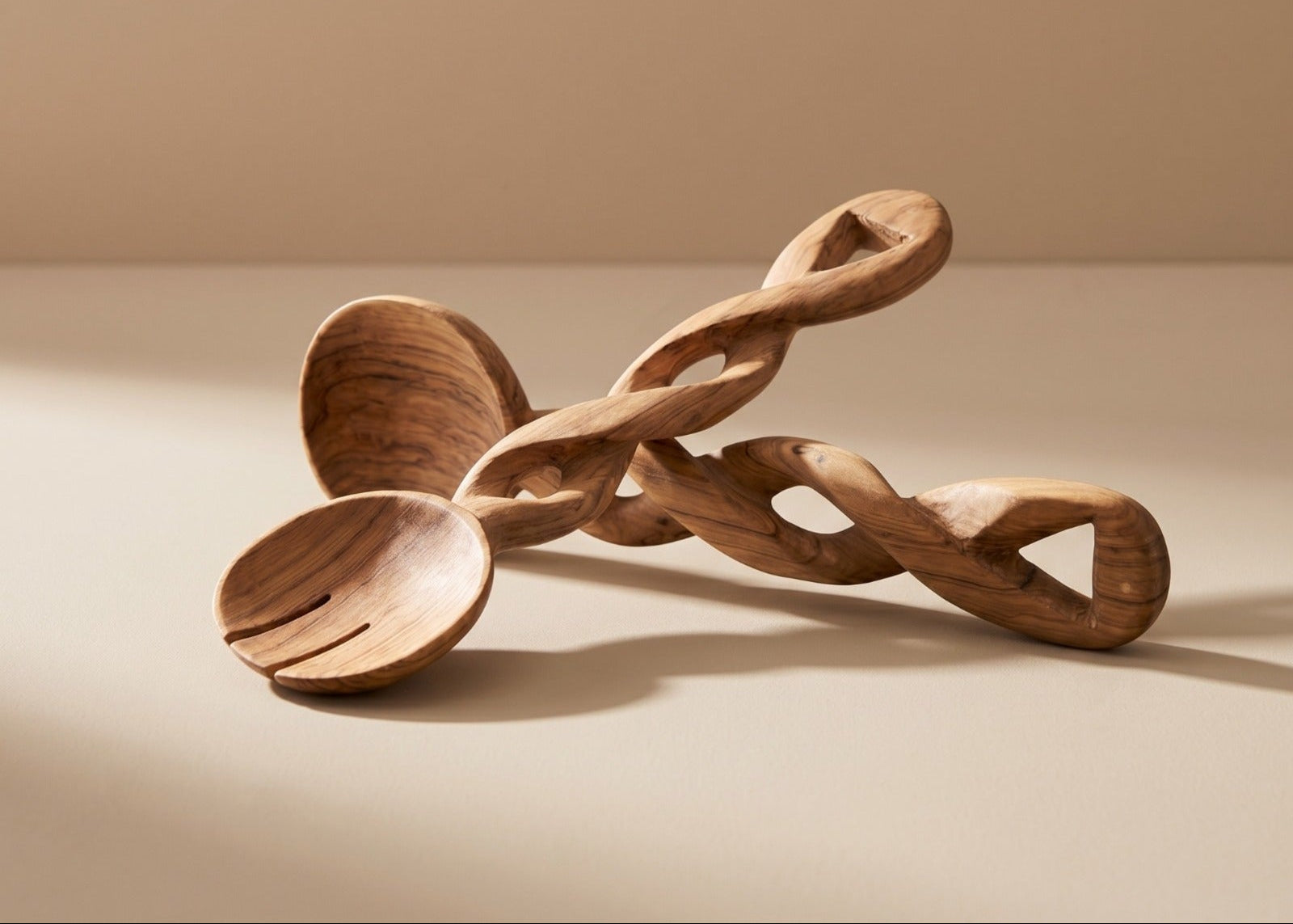 Minimalist Wooden Cooking Sticks - Spiral Handle