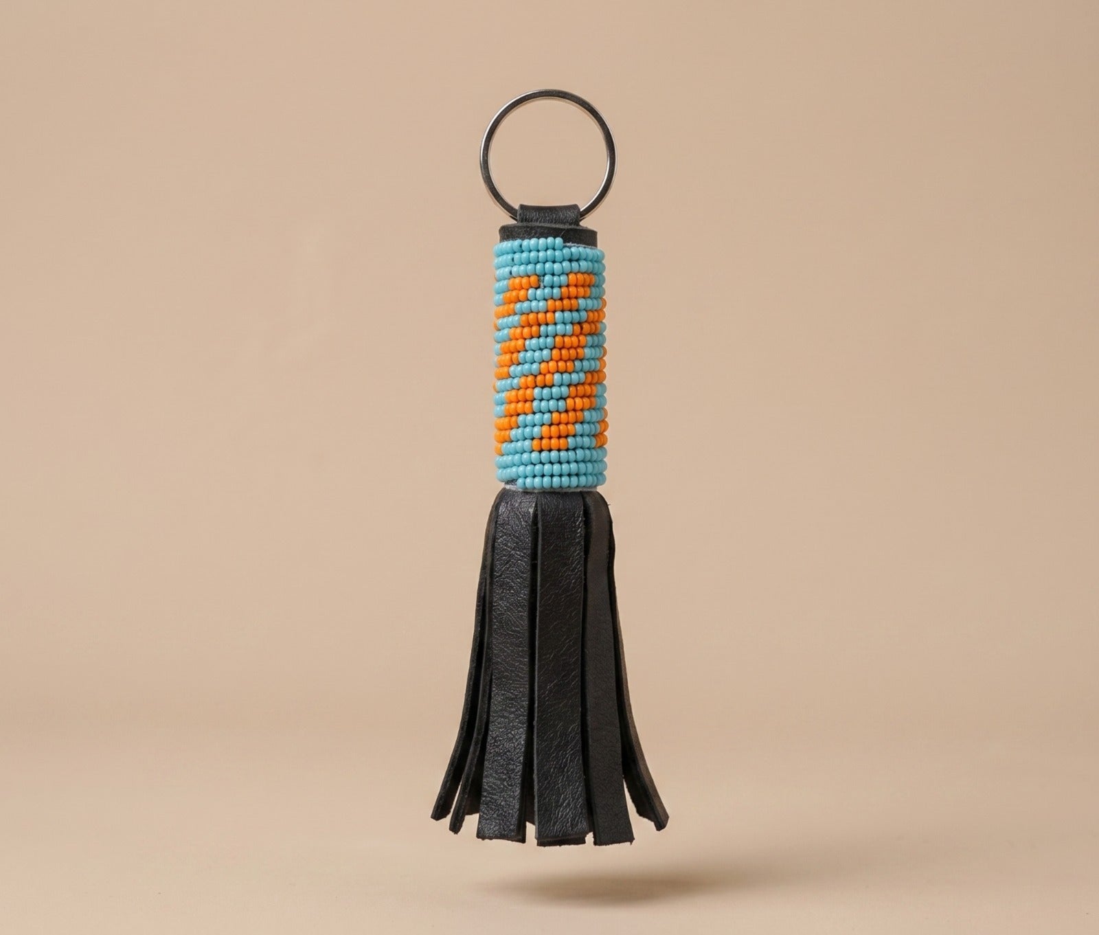 Beaded Key Rings with Fringe Ends