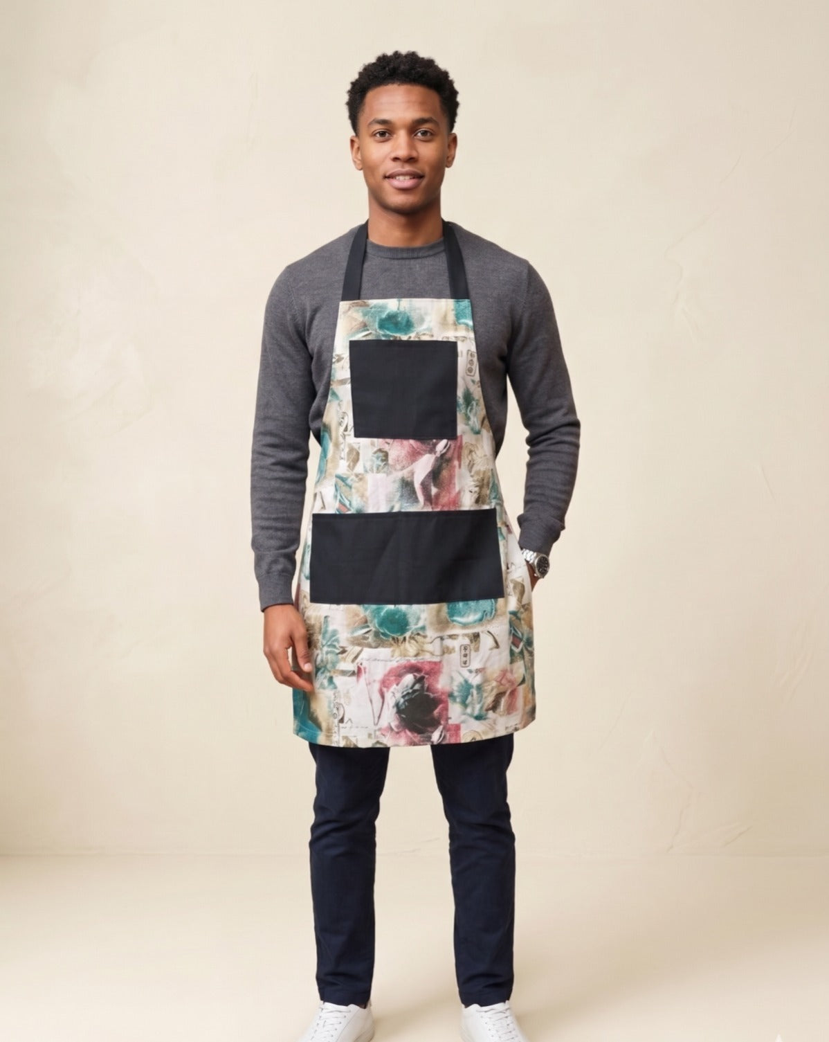 Premium Artistic Kitchen Apron with Pockets | Unisex Cooking Apron