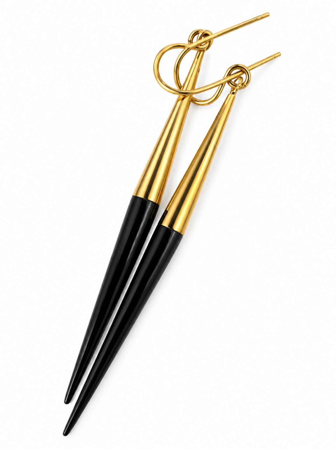 Long Horn & Brass Earrings