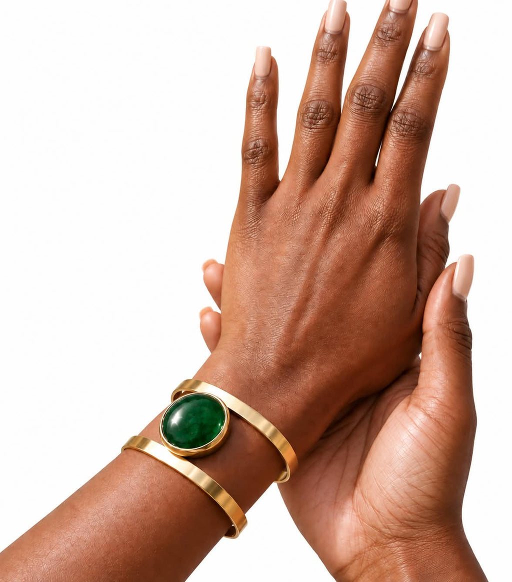 Handmade Glass & Brass Statement Bracelet
