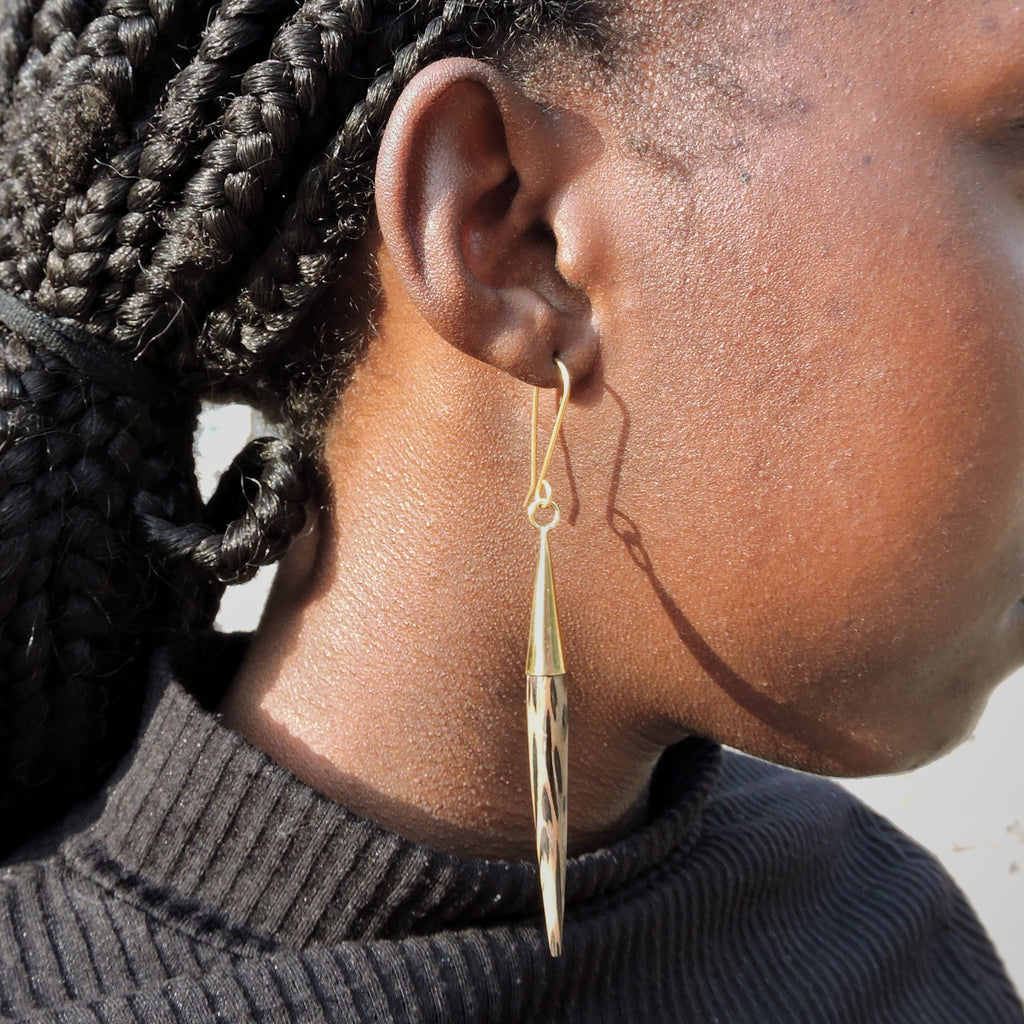 Chebet Mutai Wooden Dangle Brass Earrings